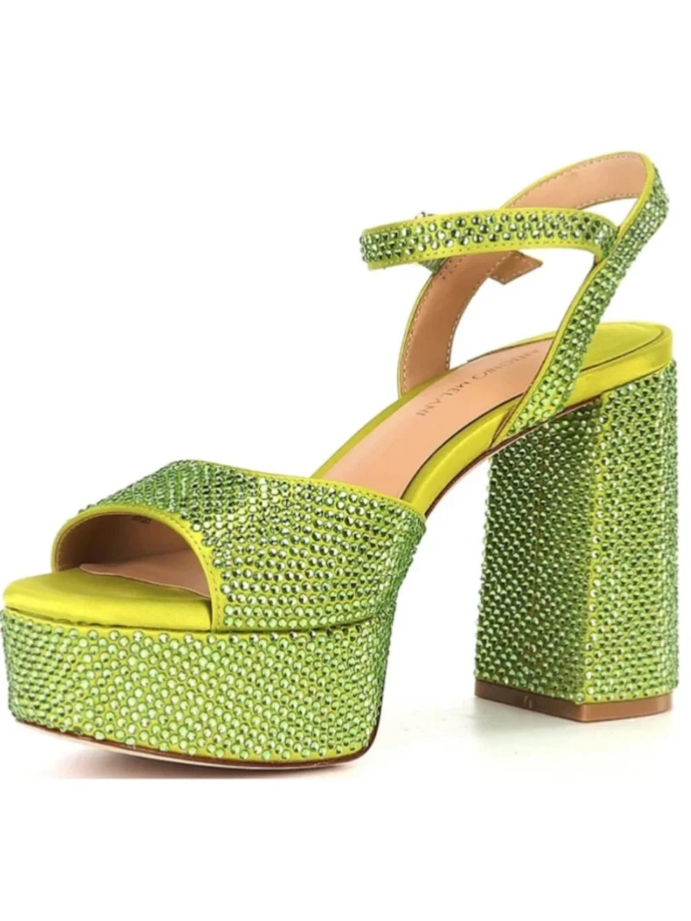 Antonio Melani Rhinestone Embellished Satin Platform Dress Sandals